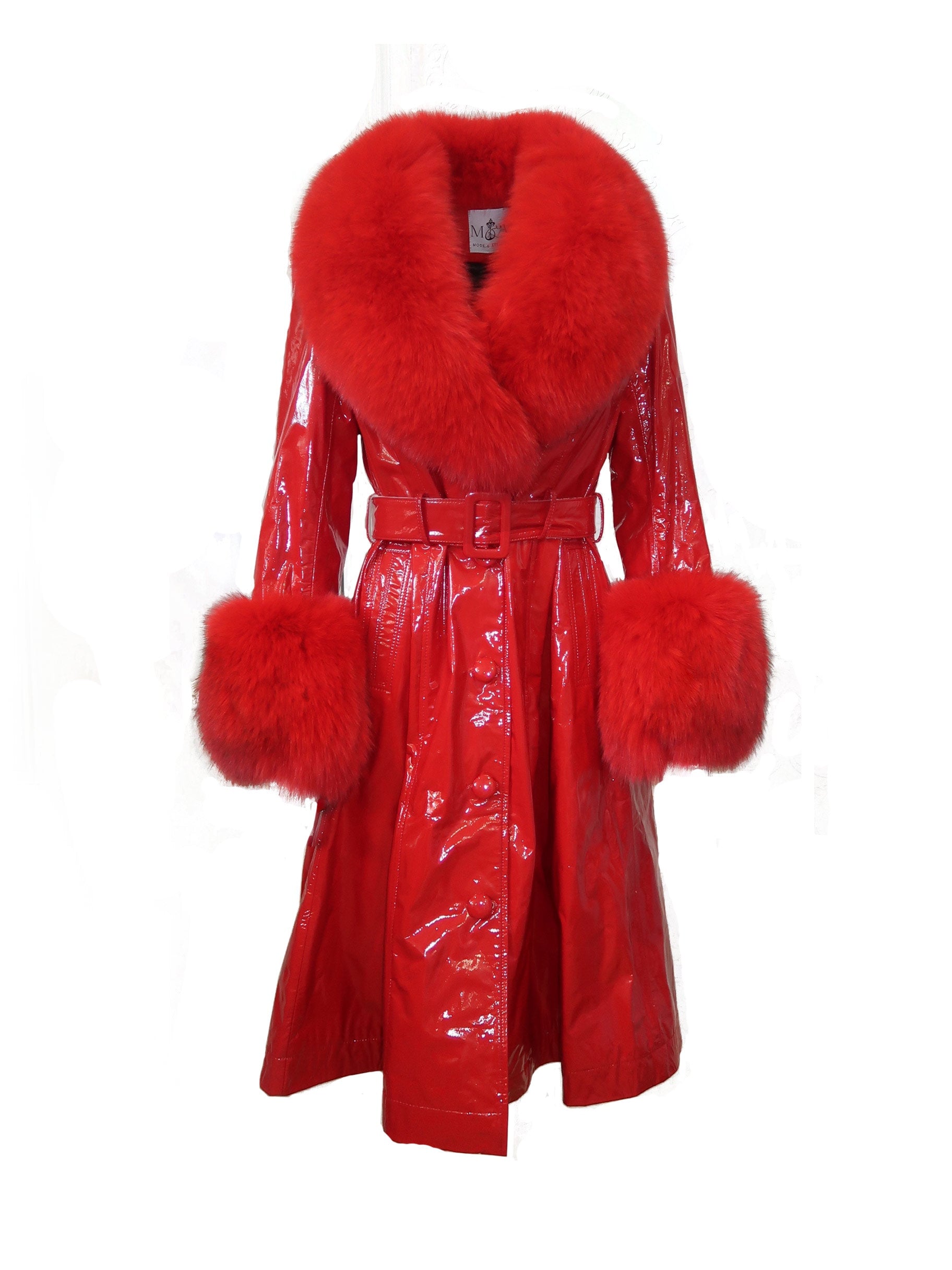 London Patent Coat in Ruby - Mode & Affaire