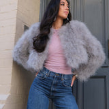 Valentina Feather Jacket Silver