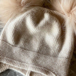 Double Pom Pom Beanie in Oatmeal - Mode & Affaire