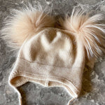 Double Pom Pom Beanie in Oatmeal - Mode & Affaire