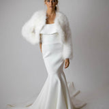 Valentina Feather Jacket Snow - Mode & Affaire