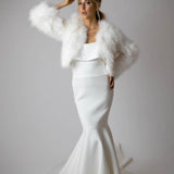 Valentina Feather Jacket Snow - Mode & Affaire