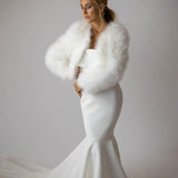 Valentina Feather Jacket Snow - Mode & Affaire