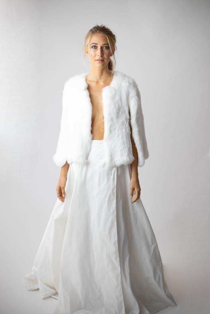 Aimer White Bridal Cape in Snow - Mode & Affaire