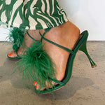 Ostrich Feather Heels in Jade - Mode & Affaire