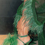 Ostrich Feather Heels in Jade - Mode & Affaire