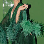 Ostrich Feather Heels in Jade - Mode & Affaire