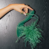 Ostrich Feather Heels in Jade - Mode & Affaire