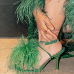 Ostrich Feather Heels in Jade - Mode & Affaire